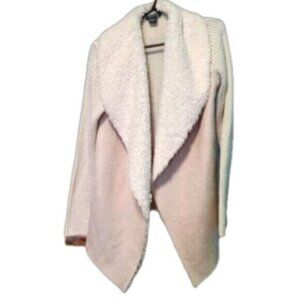 Gorgeous Beige Tan Cozy Fall Faux Suede Fur Coat Long Open Sweater Fabric